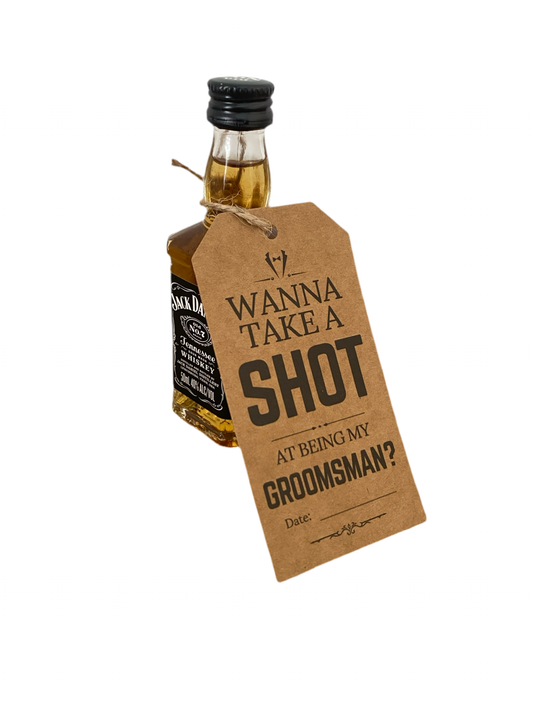 50mL whisky with 'Groomsman' Tag