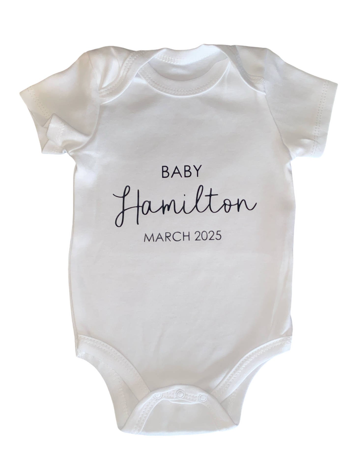 ‘Baby Surname and Month Due’ Pregnancy Announcement Onesie 